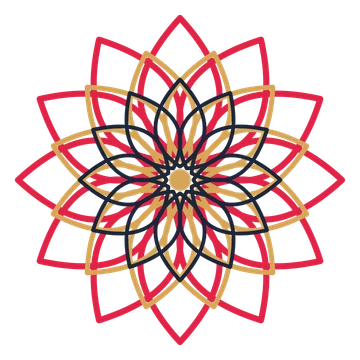 A layered lily rosette with 12-fold radial symmetry and 3 alternating rings of petals.