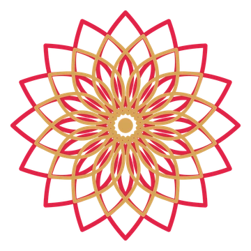 A layered lily rosette with 16-fold radial symmetry and 2 alternating rings of petals.