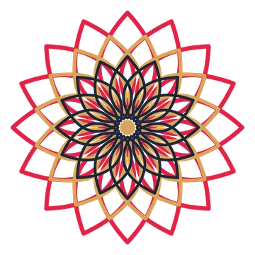 A layered lily rosette with 16-fold radial symmetry and 3 alternating rings of petals.