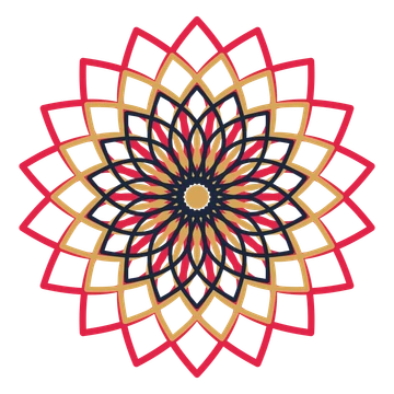 A layered lily rosette with 18-fold radial symmetry and 3 alternating rings of petals.