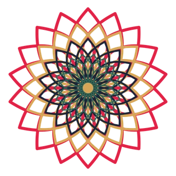 A layered lily rosette with 18-fold radial symmetry and 4 alternating rings of petals.