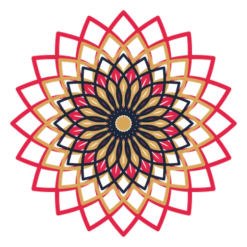 A layered lily rosette with 20-fold radial symmetry and 3 alternating rings of petals.