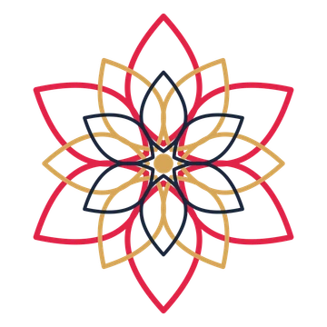 A layered lily rosette with 6-fold radial symmetry and 3 alternating rings of petals.