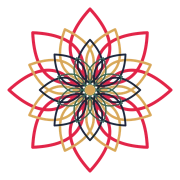 A layered lily rosette with 8-fold radial symmetry and 4 alternating rings of petals.