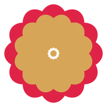 A layered lobed rosette with 12-fold radial symmetry and 2 alternating rings of petals.