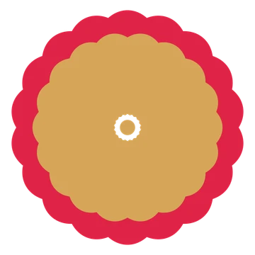 A layered lobed rosette with 18-fold radial symmetry and 2 alternating rings of petals.