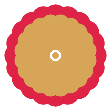 A layered lobed rosette with 20-fold radial symmetry and 2 alternating rings of petals.