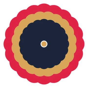 A layered lobed rosette with 20-fold radial symmetry and 3 alternating rings of petals.