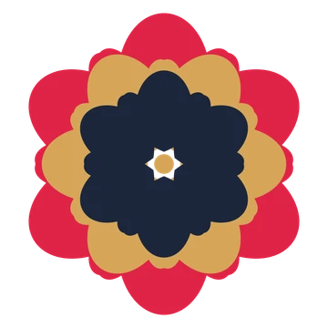 A layered lobed rosette with 6-fold radial symmetry and 3 alternating rings of petals.