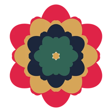 A layered lobed rosette with 6-fold radial symmetry and 4 alternating rings of petals.