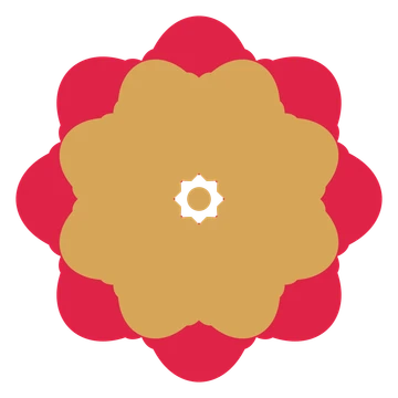 A layered lobed rosette with 8-fold radial symmetry and 2 alternating rings of petals.