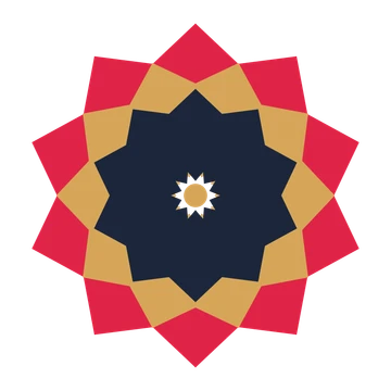 A layered pointed rosette with 10-fold radial symmetry and 3 alternating rings of petals.