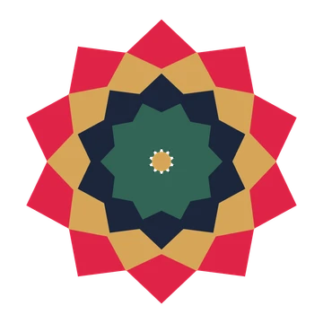A layered pointed rosette with 10-fold radial symmetry and 4 alternating rings of petals.