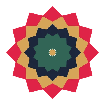 A layered pointed rosette with 12-fold radial symmetry and 4 alternating rings of petals.