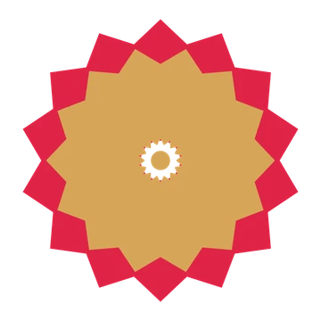 A layered pointed rosette with 14-fold radial symmetry and 2 alternating rings of petals.