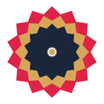 A layered pointed rosette with 14-fold radial symmetry and 3 alternating rings of petals.