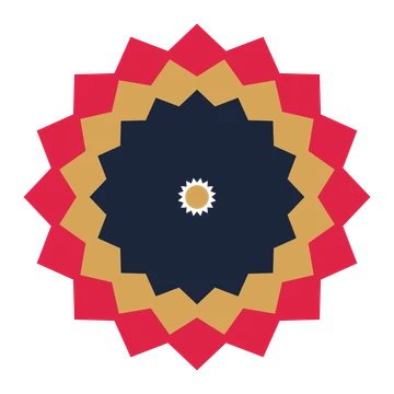 A layered pointed rosette with 16-fold radial symmetry and 3 alternating rings of petals.