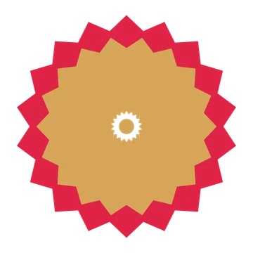 A layered pointed rosette with 18-fold radial symmetry and 2 alternating rings of petals.
