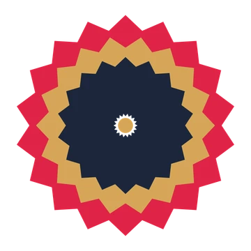 A layered pointed rosette with 18-fold radial symmetry and 3 alternating rings of petals.