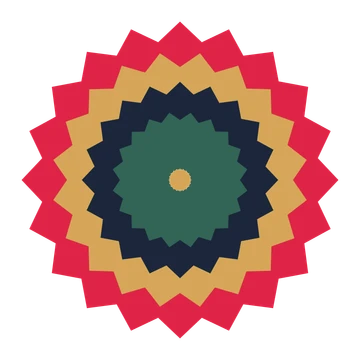 A layered pointed rosette with 20-fold radial symmetry and 4 alternating rings of petals.