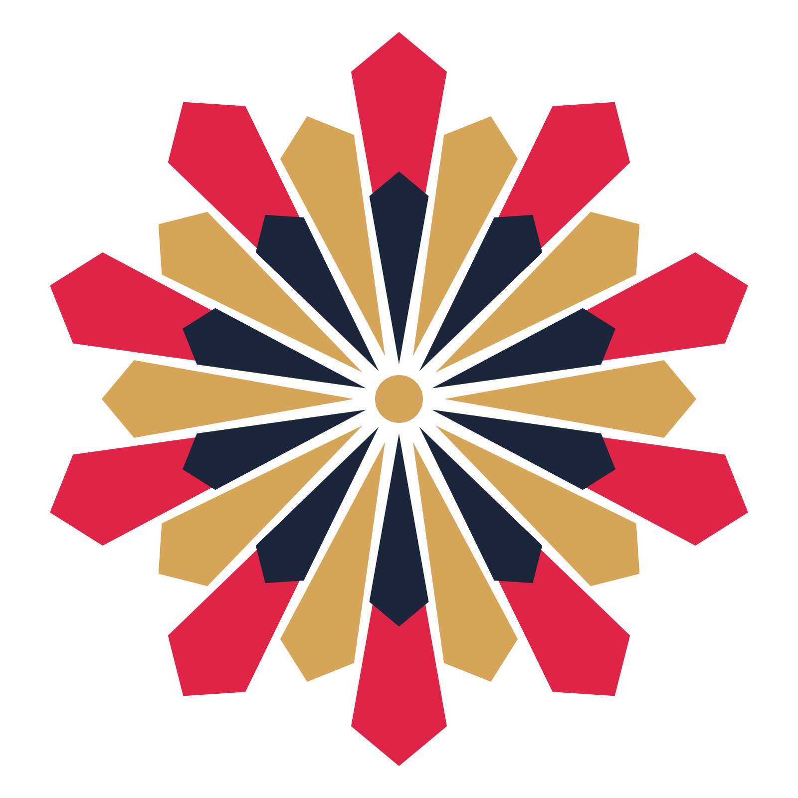 A layered ray rosette with 10-fold radial symmetry and 3 alternating rings of petals.