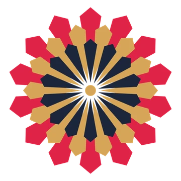 A layered ray rosette with 14-fold radial symmetry and 3 alternating rings of petals.