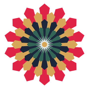 A layered ray rosette with 14-fold radial symmetry and 4 alternating rings of petals.