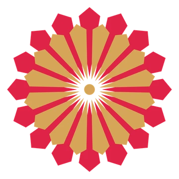 A layered ray rosette with 16-fold radial symmetry and 2 alternating rings of petals.