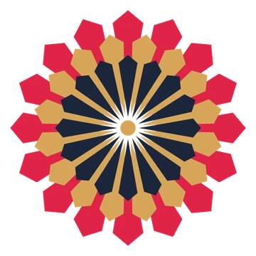 A layered ray rosette with 16-fold radial symmetry and 3 alternating rings of petals.