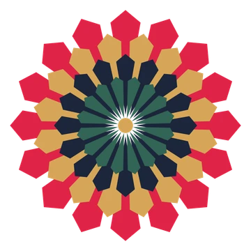 A layered ray rosette with 16-fold radial symmetry and 4 alternating rings of petals.