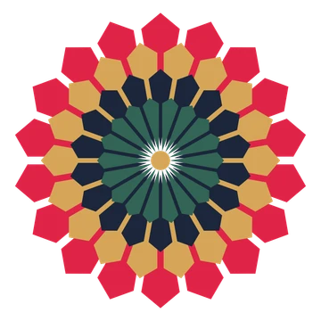 A layered ray rosette with 18-fold radial symmetry and 4 alternating rings of petals.