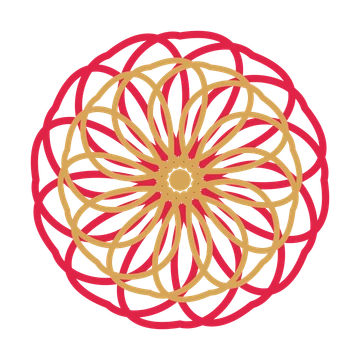 A layered ribbon rosette with 12-fold radial symmetry and 2 alternating rings of petals.