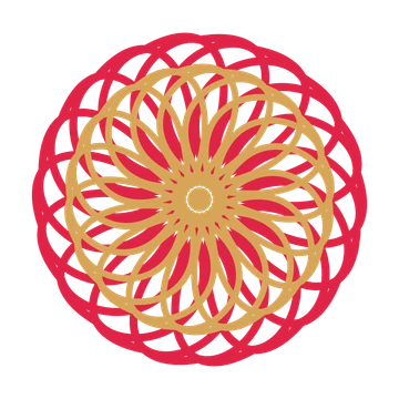 A layered ribbon rosette with 18-fold radial symmetry and 2 alternating rings of petals.
