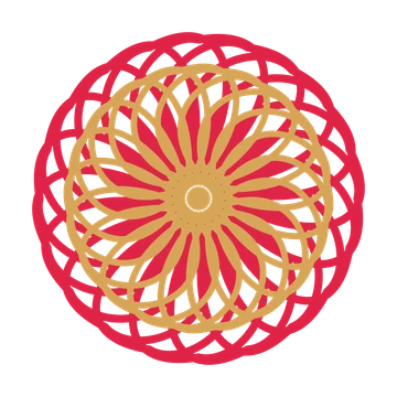 A layered ribbon rosette with 20-fold radial symmetry and 2 alternating rings of petals.