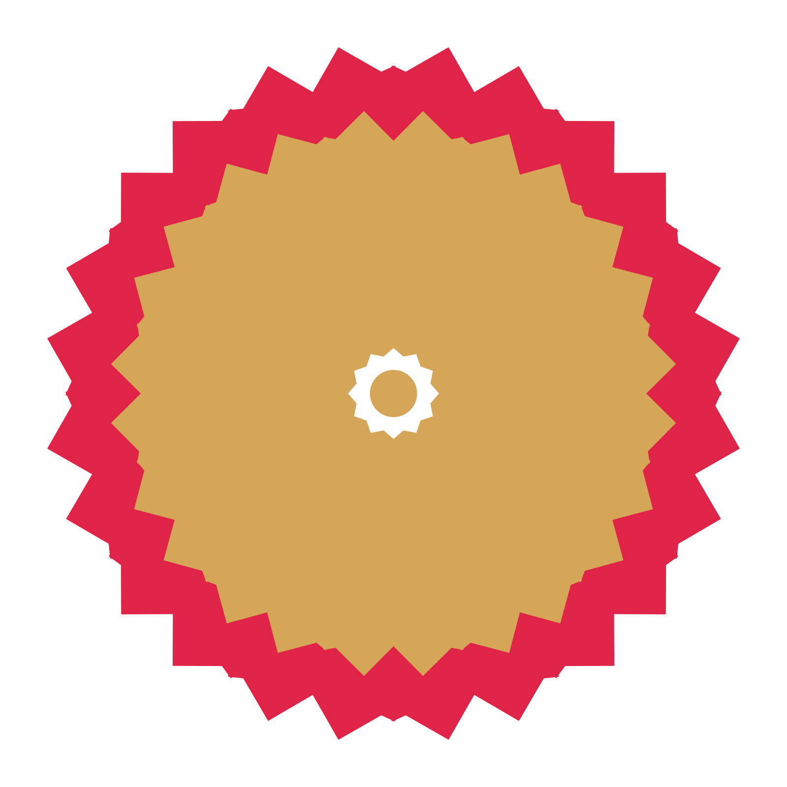 A layered ruffled rosette with 12-fold radial symmetry and 2 alternating rings of petals.