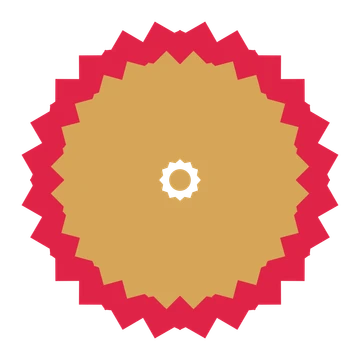 A layered ruffled rosette with 12-fold radial symmetry and 2 alternating rings of petals.