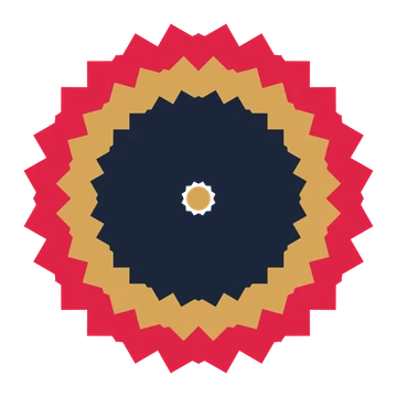 A layered ruffled rosette with 12-fold radial symmetry and 3 alternating rings of petals.
