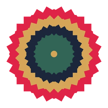 A layered ruffled rosette with 12-fold radial symmetry and 4 alternating rings of petals.