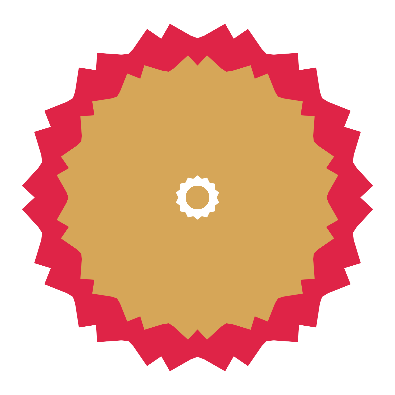 A layered ruffled rosette with 14-fold radial symmetry and 2 alternating rings of petals.