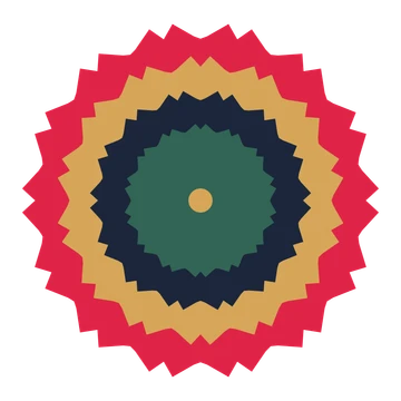 A layered ruffled rosette with 14-fold radial symmetry and 4 alternating rings of petals.