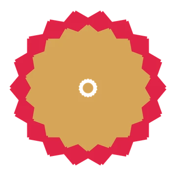 A layered ruffled rosette with 18-fold radial symmetry and 2 alternating rings of petals.
