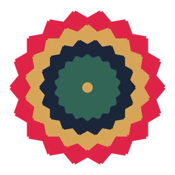 A layered ruffled rosette with 18-fold radial symmetry and 4 alternating rings of petals.