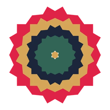 A layered ruffled rosette with 6-fold radial symmetry and 4 alternating rings of petals.