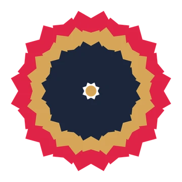 A layered ruffled rosette with 8-fold radial symmetry and 3 alternating rings of petals.