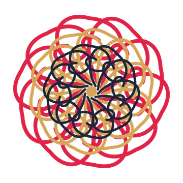 A layered spiral rosette with 10-fold radial symmetry and 3 alternating rings of petals.