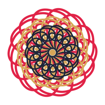 A layered spiral rosette with 14-fold radial symmetry and 3 alternating rings of petals.