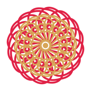 A layered spiral rosette with 16-fold radial symmetry and 2 alternating rings of petals.