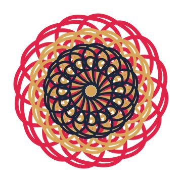 A layered spiral rosette with 16-fold radial symmetry and 3 alternating rings of petals.