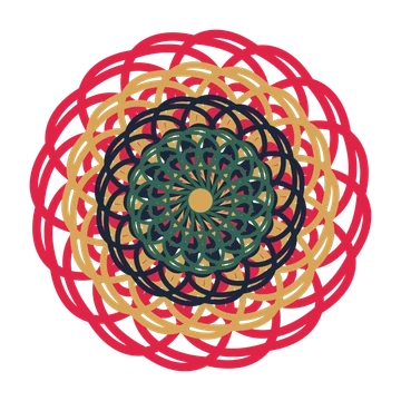 A layered spiral rosette with 16-fold radial symmetry and 4 alternating rings of petals.