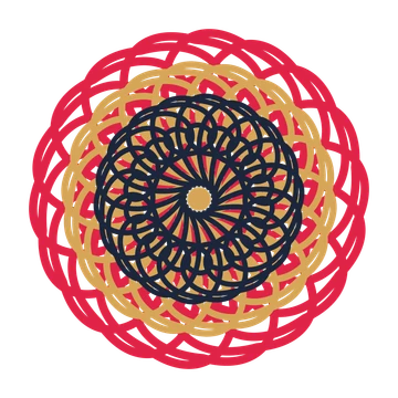 A layered spiral rosette with 18-fold radial symmetry and 3 alternating rings of petals.